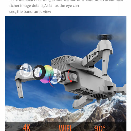 Professional Drone E88 4k wide-angle HD camera WiFi fpv height Hold Foldable RC quadrotor helicopter Camera-free children's toys