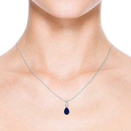 Natural Blue Sapphire Teardrop Pendant Necklace in Sterling Silver/14K Solid Gold/Platinum for Women, Girls with 18" Chain | September Birthstone Jewelry Gift for Her