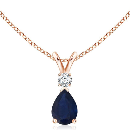 Natural Blue Sapphire Teardrop Pendant Necklace in Sterling Silver/14K Solid Gold/Platinum for Women, Girls with 18" Chain | September Birthstone Jewelry Gift for Her