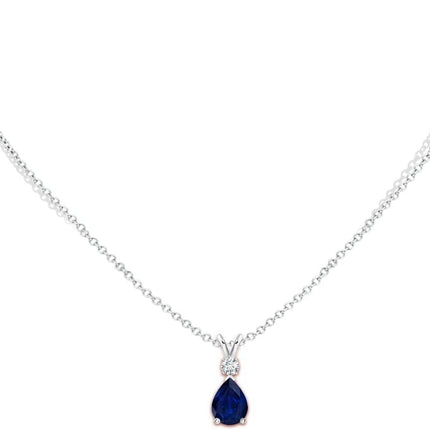 Natural Blue Sapphire Teardrop Pendant Necklace in Sterling Silver/14K Solid Gold/Platinum for Women, Girls with 18" Chain | September Birthstone Jewelry Gift for Her