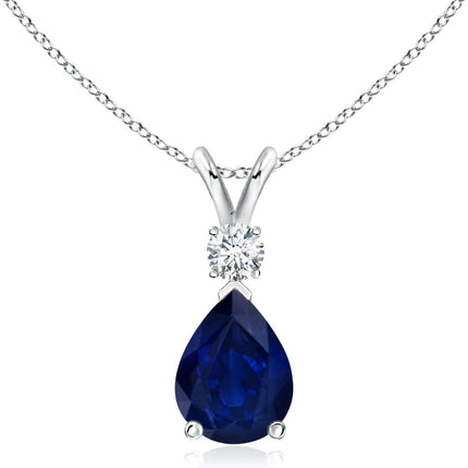 Natural Blue Sapphire Teardrop Pendant Necklace in Sterling Silver/14K Solid Gold/Platinum for Women, Girls with 18" Chain | September Birthstone Jewelry Gift for Her