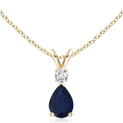 Natural Blue Sapphire Teardrop Pendant Necklace in Sterling Silver/14K Solid Gold/Platinum for Women, Girls with 18" Chain | September Birthstone Jewelry Gift for Her