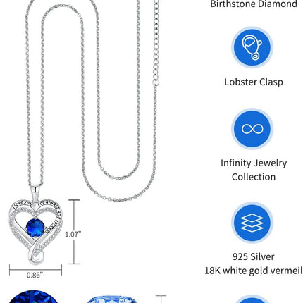 Jewelry for Women Wife Infinity Heart Birthstone