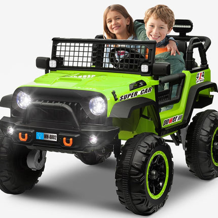 24V 4WD/2WD Switchable Ride on Cars, 2 Seater Kids Electric Vehicle Truck with 20 Inch Seater, 4X100W Motors, 4 Shock Absorbers, Music Play,Bright Light, Remote Control