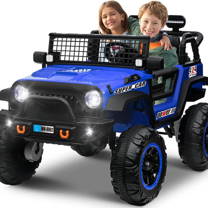 24V 4WD/2WD Switchable Ride on Cars, 2 Seater Kids Electric Vehicle Truck with 20 Inch Seater, 4X100W Motors, 4 Shock Absorbers, Music Play,Bright Light, Remote Control