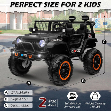 24V 4WD/2WD Switchable Ride on Cars, 2 Seater Kids Electric Vehicle Truck with 20 Inch Seater, 4X100W Motors, 4 Shock Absorbers, Music Play,Bright Light, Remote Control