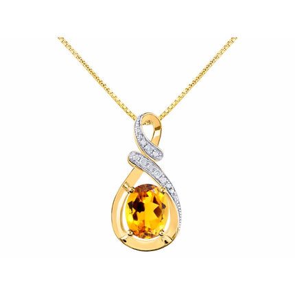 Necklaces for Women Yellow Gold Plated Silver Designer Necklace Gemstone & Genuine Diamonds Pendant 18" Chain 9X7MM Amethyst February Birthstone Womens Jewelry Silver Necklace for Women