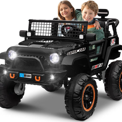 24V 4WD/2WD Switchable Ride on Cars, 2 Seater Kids Electric Vehicle Truck with 20 Inch Seater, 4X100W Motors, 4 Shock Absorbers, Music Play,Bright Light, Remote Control