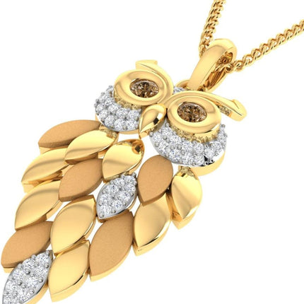 1/6 Cttw round Cut Natural Diamond Vintage Owl Pendant Necklace in 925 Sterling Silver with Chain(18 Inch) for Women |(Color J-K, Clarity I1-I2)|Real Diamond Fine Jewelry Gift Box Included